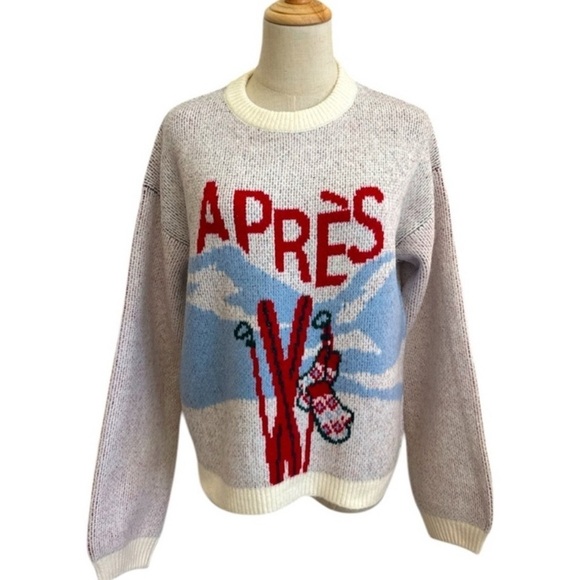 Target Holiday Crewneck Sweater A New Day Cream Blue Red Apres Ski Size XXL 2024 - Picture 2 of 9